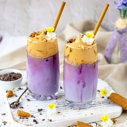 Vegan Iced Black Carrot Latte with Dalgona Coffee